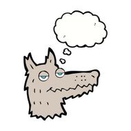 cartoon wolf head with thought bubble N15