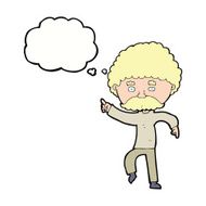 cartoon seventies style man disco dancing with thought bubble N9