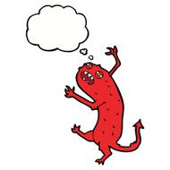 cartoon little monster with thought bubble N24