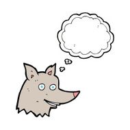 cartoon wolf head with thought bubble N16