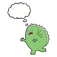 cartoon monster with thought bubble N39