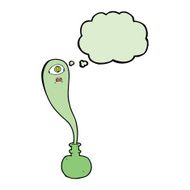 cartoon halloween ghost in bottle with thought bubble N18