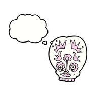 cartoon sugar skull with thought bubble
