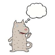 cartoon happy dog with thought bubble N72