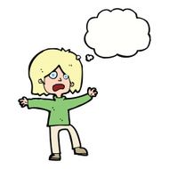 cartoon unhappy person with thought bubble N9