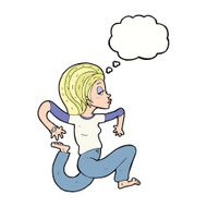 cartoon woman running with thought bubble N9