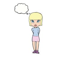cartoon woman standing with thought bubble N17