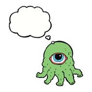 cartoon alien head with thought bubble N9