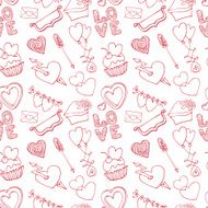 Hearts seamless pattern Valentine day love wedding Outline