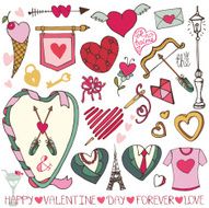 Valentine day wedding design Frame hearts love decor set ai