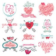 Valentines day calligraphy set Frame arrows hearts decorative e