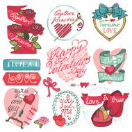 Valentines day set Emblems Labels frames decorative elements h