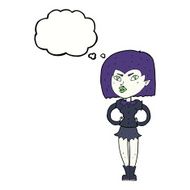 cartoon vampire girl with thought bubble N185