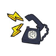 cartoon ringing telephone with thought bubble