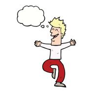 cartoon laughing man with thought bubble N17