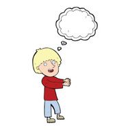 cartoon happy man showing with thought bubble N8