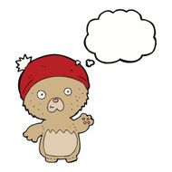 cartoon cute teddy bear in hat with thought bubble N9