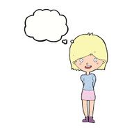 cartoon friendly woman with thought bubble N56
