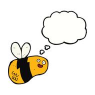 cartoon bee with thought bubble N25