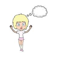 cartoon pretty girl with thought bubble N84