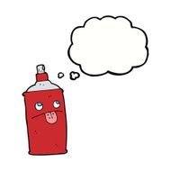 cartoon spray can with thought bubble N12
