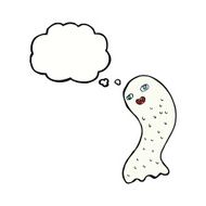 funny cartoon ghost with thought bubble N74