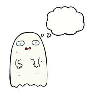 funny cartoon ghost with thought bubble N77