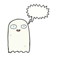 funny cartoon ghost with thought bubble N78