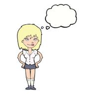 cartoon woman with hands on hips thought bubble N178