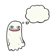 funny cartoon ghost with thought bubble N80