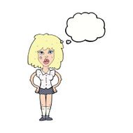 cartoon woman been in fight with thought bubble N7
