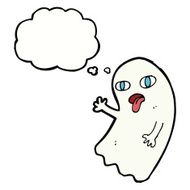 funny cartoon ghost with thought bubble N81