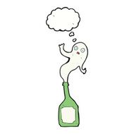 cartoon ghost in bottle with thought bubble N12