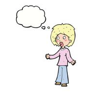 cartoon surprised woman with thought bubble N202
