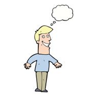 cartoon grinning man with thought bubble N76