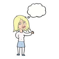 cartoon unhappy woman with thought bubble N8