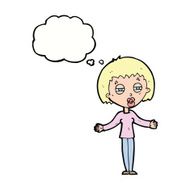 cartoon suspicious woman with thought bubble N18
