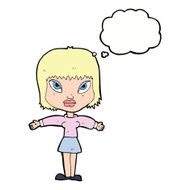 cartoon woman with outstretched arms thought bubble N6