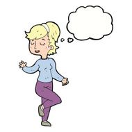 cartoon dancing woman with thought bubble N45
