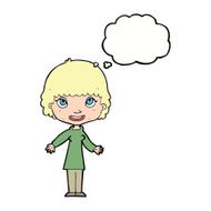 cartoon happy woman with thought bubble N210