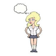cartoon pretty woman with thought bubble N223
