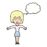 cartoon shocked woman with thought bubble N79