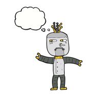 cartoon robot with thought bubble N139
