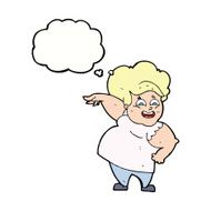 cartoon overweight woman with thought bubble N13