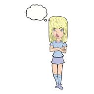cartoon girl with crossed arms thought bubble N9