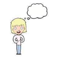 cartoon happy woman with thought bubble N211
