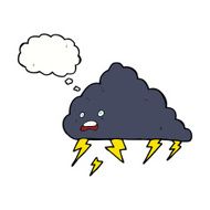 cartoon thundercloud with thought bubble N10