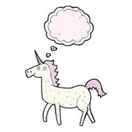 cartoon unicorn with thought bubble N35