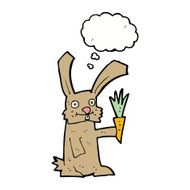 cartoon rabbit with carrot thought bubble N9