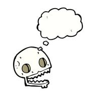 cartoon spooky skull with thought bubble N126